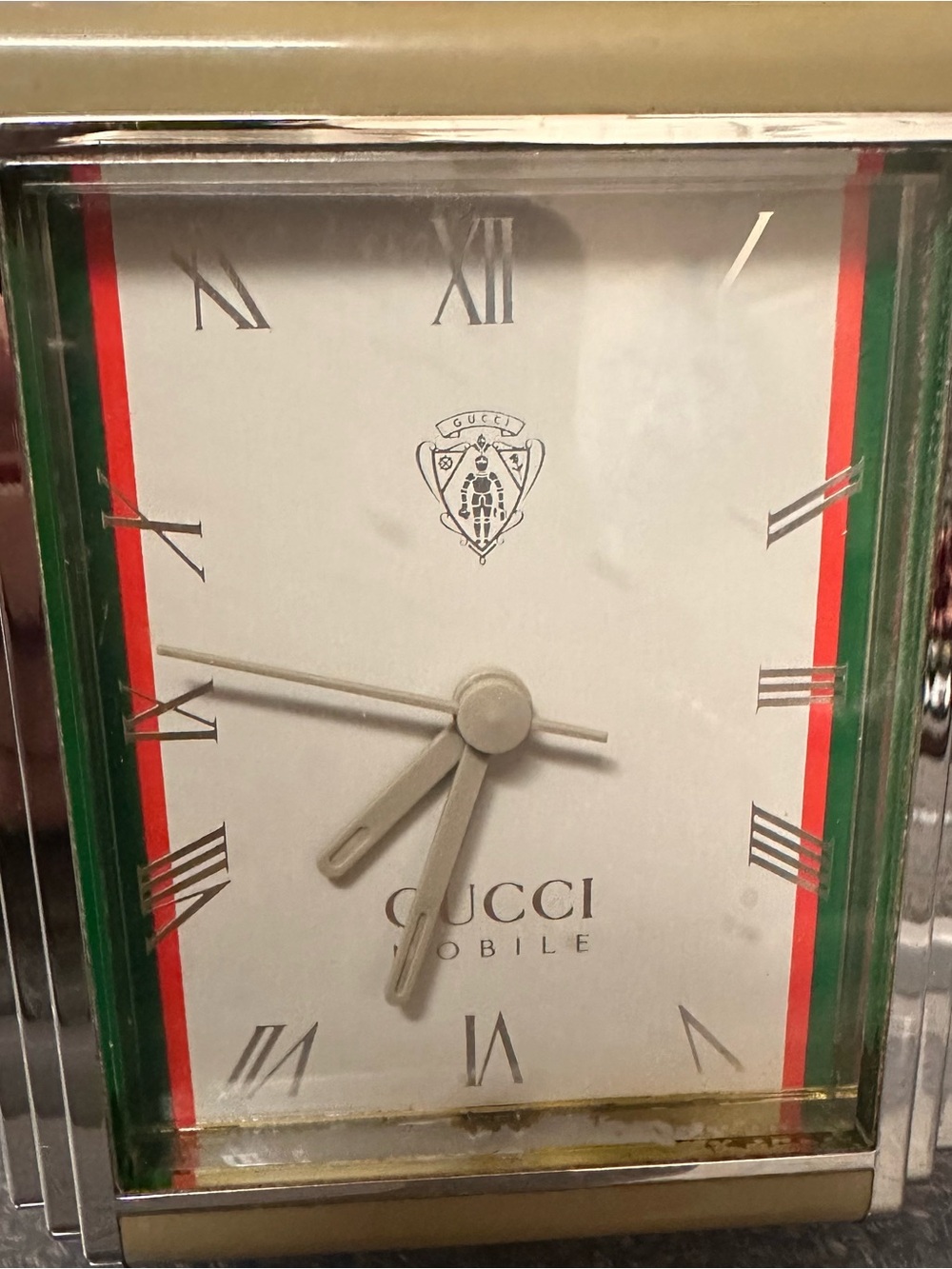 RARE Vintage GUCCI  1980’s NOBILE TABLE NIGHTSTAND CLOCK ART DECO WORKS GREAT
